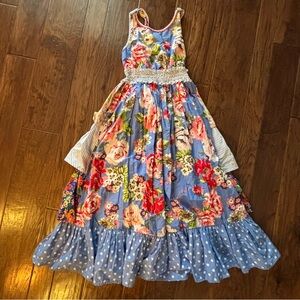 Big Girls 12 Matilda Jane Floral Blue and Pink Kids Dress